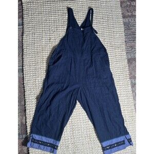 White Stag Linen Blend Overalls Womens Large Cropped Wide Leg Boho Cottagecore